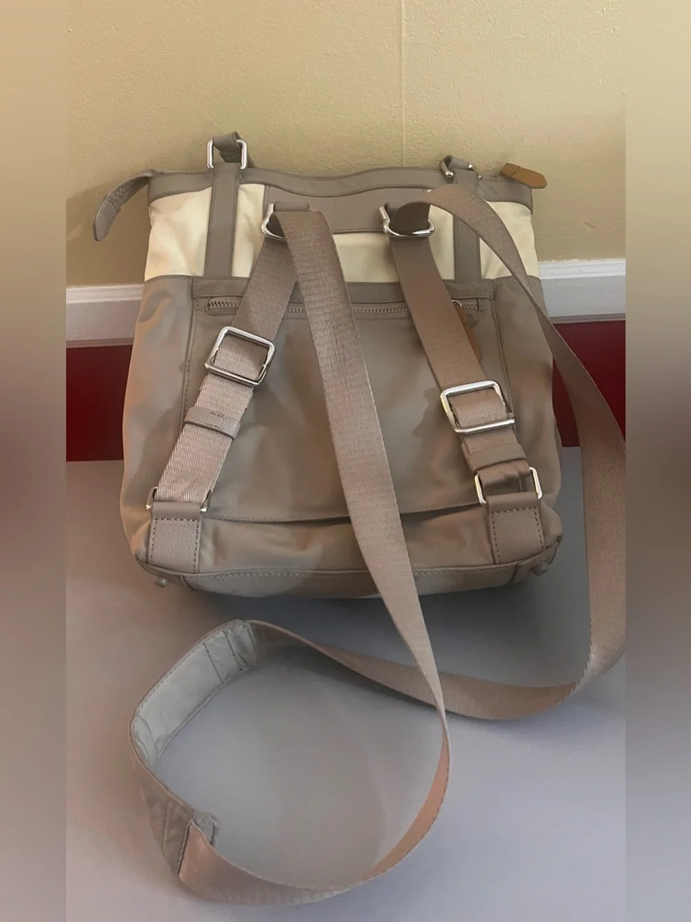Cole Haan Two-Tone Beige and Cream Laptop Tote